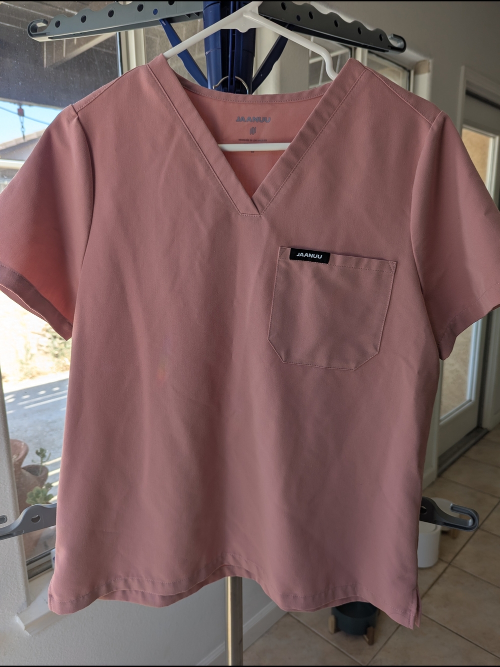 Jaanuu Pink V-Neck Medical Scrub Set